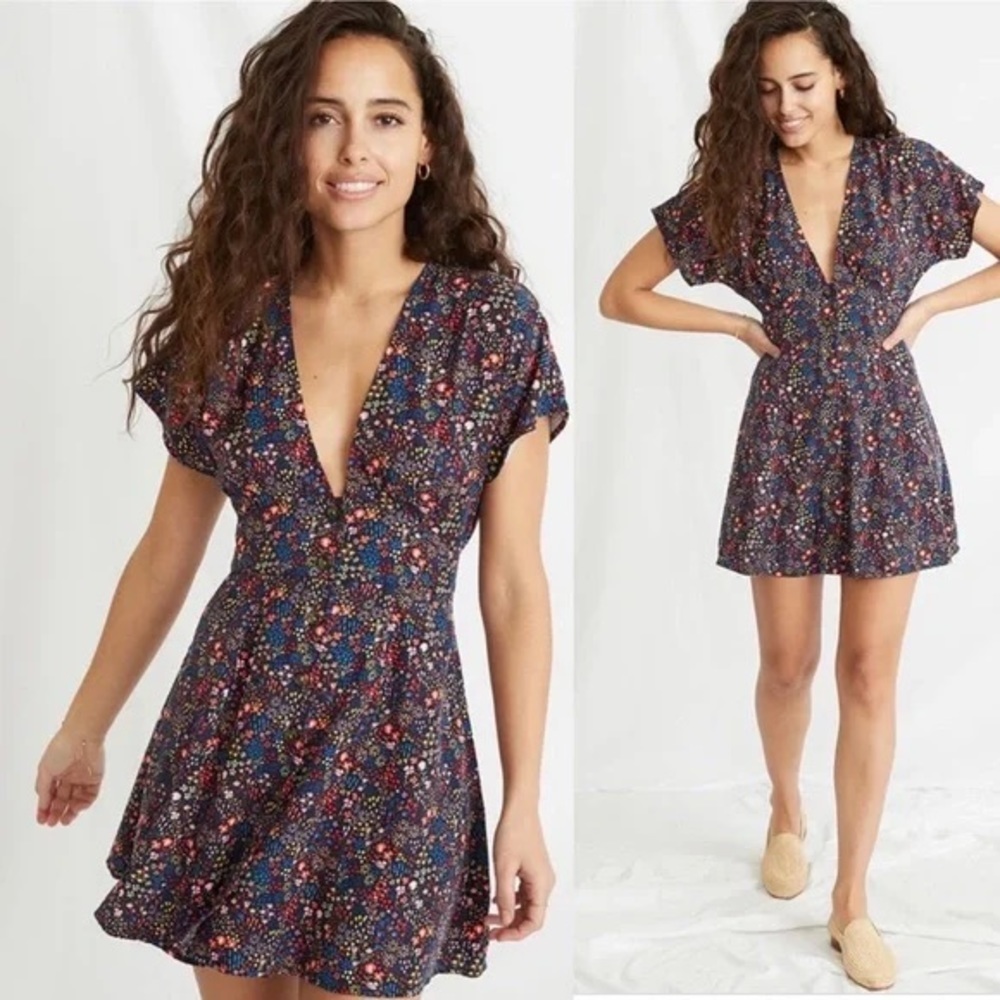 Marine Layer Navy Floral Mini Dress